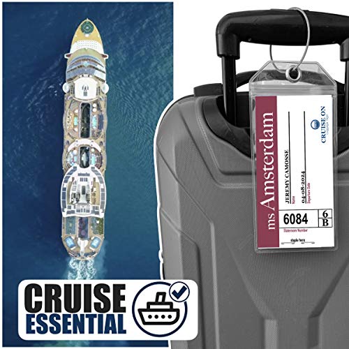 Cruise On Holland America Cruise Luggage Tag Holder (4 Pack), Fits All Holland America Ships & Tags, Waterproof, Clear & Durable, Cruise Essentials 2025-2026 for Smooth Travel2