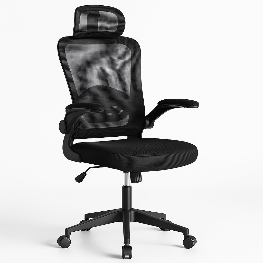 T-LOVENDO.ES Silla de Oficina Ergonómica, de Escritorio, Ejecutiva, Giratoria con Ruedas, de Juegos de Malla Transpirable, con Reposacabezas y Apoyabrazos Ajustable, Soporte Lumbar para Oficina, Casa