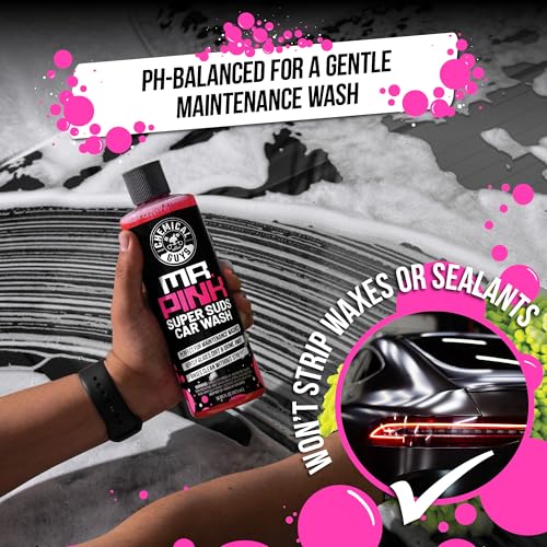 Image of Chemical Guys Mr. Pink Iconic Scent Interior and Exterior Car Care Bundle, Air Freshener Spray and Mr. Pink Super Suds Car Wash Soap, Sweet Candy Bubblegum Scent - 16 Fl Oz Each