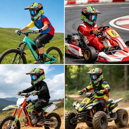 Image of VCOROS Youth Kids Dirt Bike Helmets,Kids Motocross Helmets DOT Approved