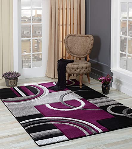 GLORY RUGS Area Rug 2x3 Door Mat Purple Geometric Soft Floor Carpet with Premium Fluffy Texture for Indoor Living Dining Room and Bedroom Area