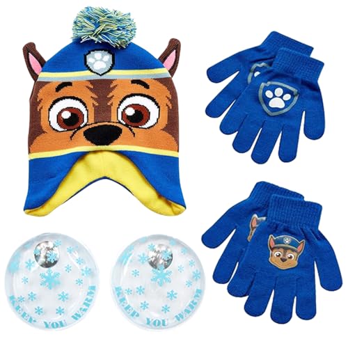 Image of Nickelodeon Boys Paw Patrol Winter Hat, 2 Pair Gloves or Mittens (Toddler /Little Boys)