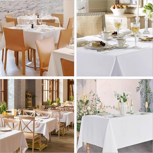 image for FINDYOU 10 Pack White Table Cloth Rectangle Table Cloths for 8 Foot Re