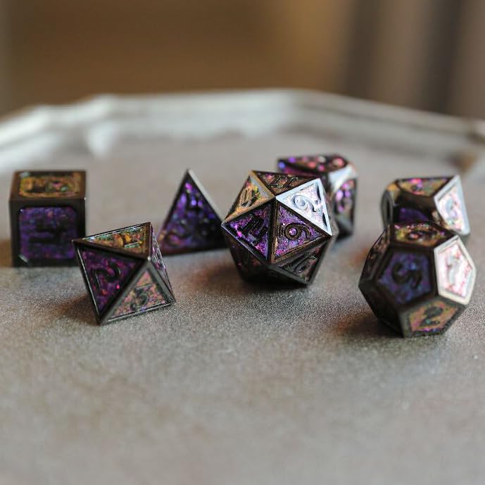 Metal D&D Dice Set - 7 Die Polyhedral Set including D20, D12, D10, D%, D8, D6, D4 for Dungeons & Dragons RPG Board & Table Games - Image 2