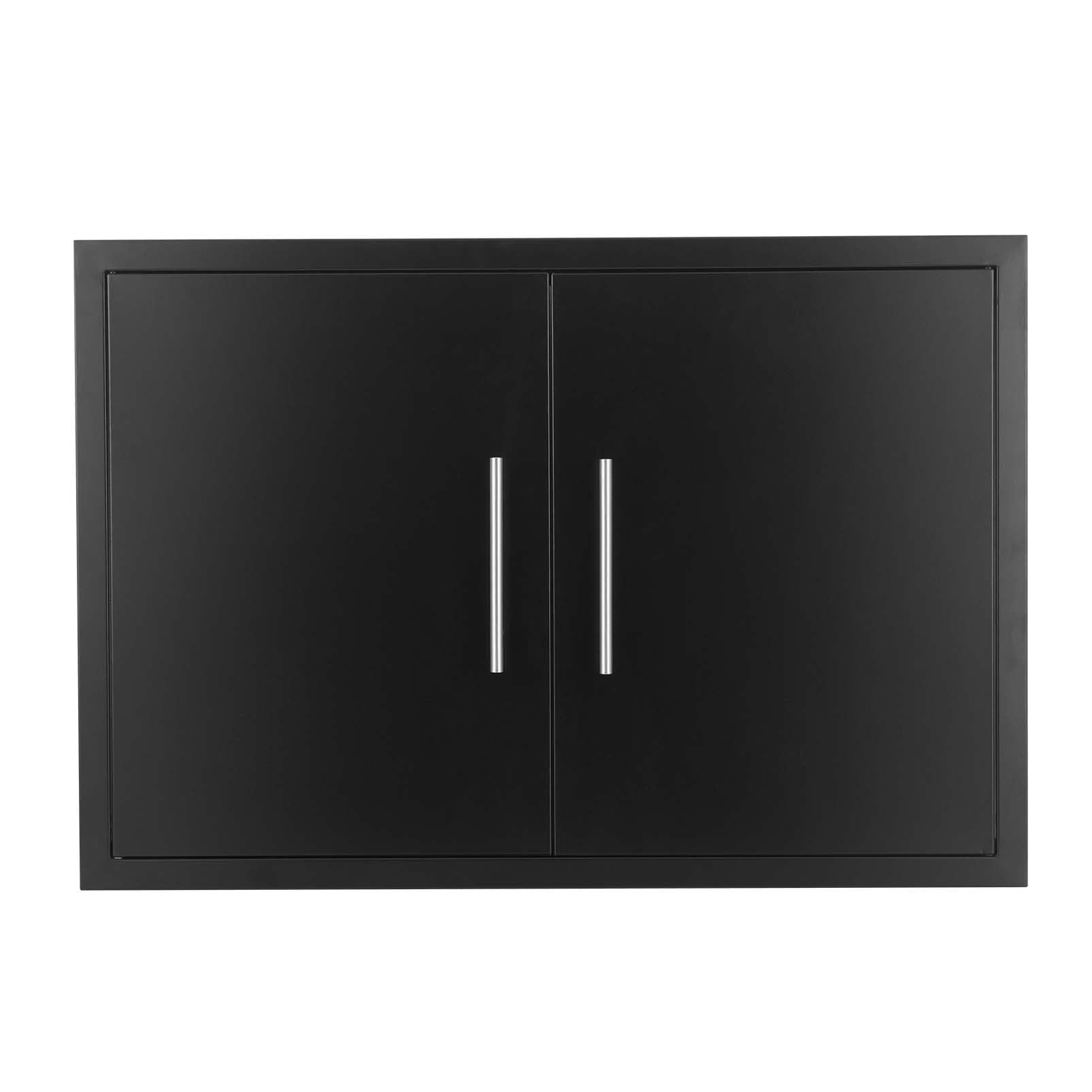 JIE JIN Outdoor Kitchen Doors 31" W X 24" H Double Doors 1.2mm Thickness Stainless Steel BBQ Access Door BBQ Island Doors Outdoor Kitchen Accessories Door for Outdoor Kitchen BBQ Island (Black)