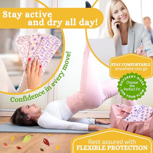 Compresas reutilizables antideslizantes en algodón orgánico para flujo abundante e incontinencia (L+XL, 6 uds.); lavables a alta T°; suaves, no irritantes y cómodas, compresas de tela para mujeres - imagen 8
