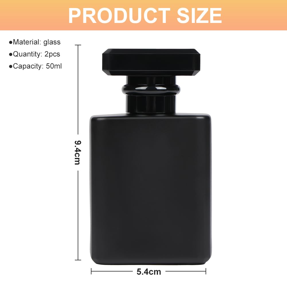 LOPHE 2 x rozpylacz do perfum o pojemności 50 ml, czarny, przenośny mini spryskiwacz, podróżny, dla mężczyzn i kobiet