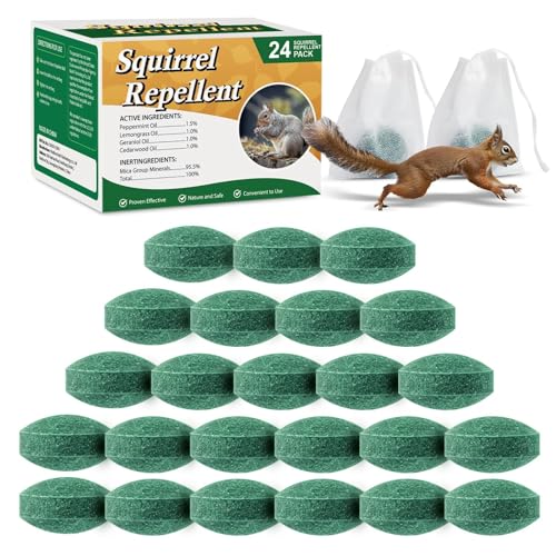 Pblovylu 24 Pack Squirrel Repellent Balls, Peppermint Oil Squirrel Deterrent for Groundhog Outdoor &...
