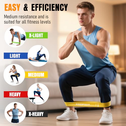 Image of Resistance Bands for Working Out, Exercise Bands Resistance Bands Set with 5 Resistance Levels, Latex Loop Bands for Women Men, Workout Bands for Legs, Glutes, Strength Training, Yoga, Home Gym