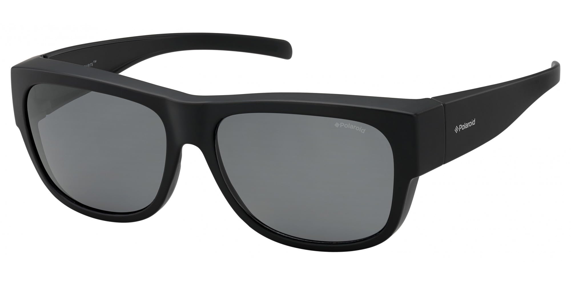 Polaroid Men's Black Suncovers Square Grey Polarized Sunglasses