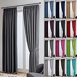 John Aird Blackout Curtains Pencil Pleat with Tie Backs (Grey, W 90" x L 90" (2 Panels) Thermal Energy Saving Curtains for Bedroom & Living Room
