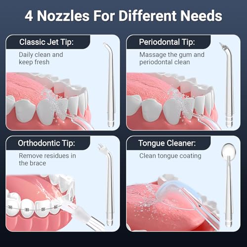 Image of Aqua Floss Water Flosser for Teeth - 250ML Portable Oral Irrigator with 3 Modes, 4 Jet Tips, 2000mAh Battery, IPX7 Waterproof, Dental Floss for Deep Teeth Cleaning (Black)