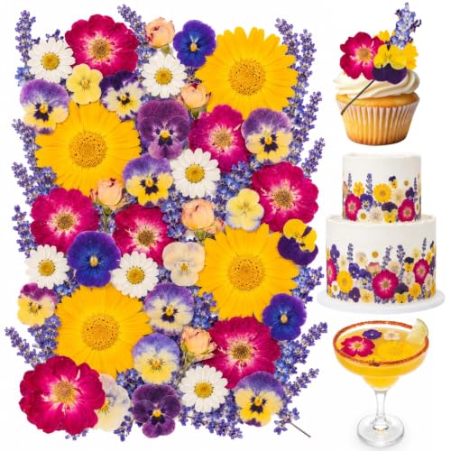70 Pcs Edible Real Dried Flower, 11 Kinds Cake Decoration & Cocktail Mix