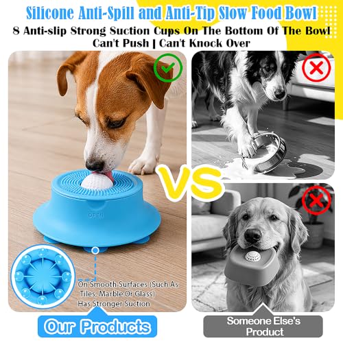 Slow Feeder Dog Bowl Lick Mat with Rolling Ball for Dog & Cat, Silicone - Image 4