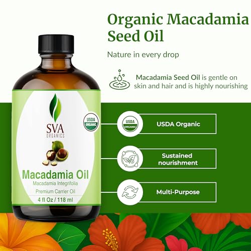 Image of SVA Organic Macadamia Seed Carrier Oil with Dropper, 4 Fl Oz (118 ml)