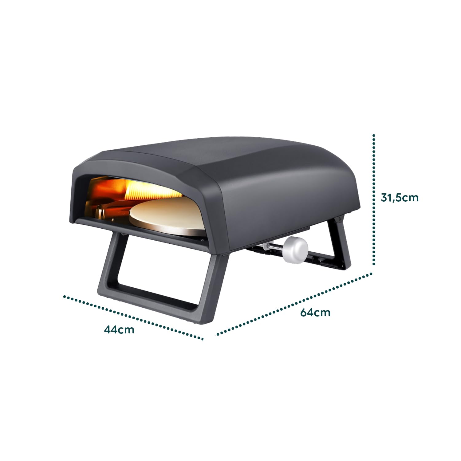 Avilia Forno Pizza a Gas 4000W 64x44x31,5cm Acciaio Inox Doppio Bruciatore Piatto Rotante 360°