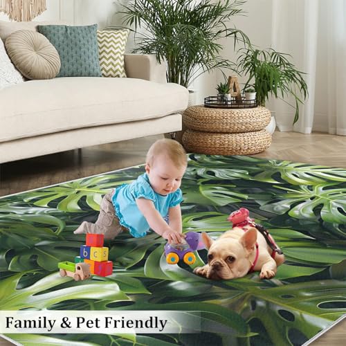 Alfombra Tropical Monstera 5.3x8ft Verde Oscuro miniatura 5