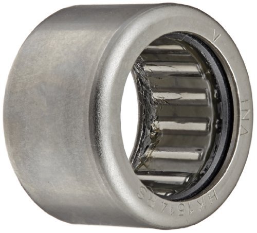 INA HK1514RS Needle Roller Bearing, Caged Drawn Cup, Outer Ring and Roller, Steel Cage, Open End, Single Seal, Metric, 15mm ID, 21mm OD, 14mm Width, 11000rpm Maximum Rotational Speed
