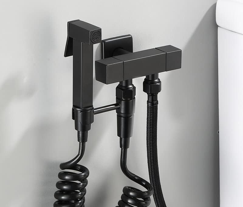 Matte Black Bidet Shower Solid Brass Handheld Bidet Sprayer for Toilet Single Cold Water Anal Shower Corner Valve Bidet Faucets(FXF01-SJR)