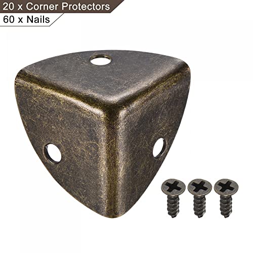 Image of uxcell 26x26x26mm Metal Box Corner Protectors Edge Guard Bronze Tone 20pcs for Table Corners and Desk Corners