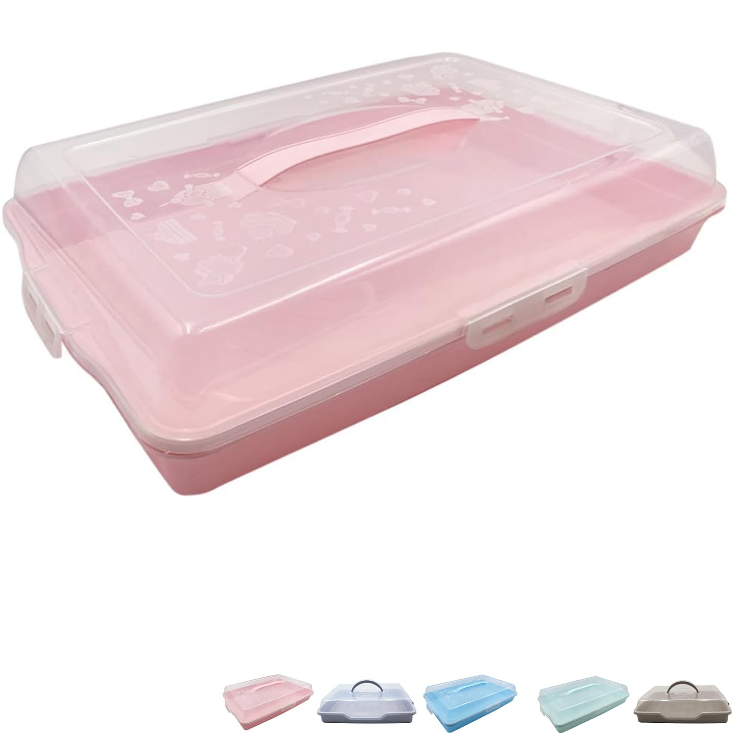 Scatole per dolci con maniglie (x 50) - Lamponi - 18 x 16 x alt 7 cm