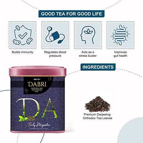 Image of Dabri Tea Gift Combo Royal CTC Tea 80gm & Darjeeling Orthodox Black Tea 40gm - 120gm Combo (2 Tin Boxes) |Pure Natural Leaf|Premium Organic Blend|Boosts Energy, Immunity & Metabolism|Supports Weight