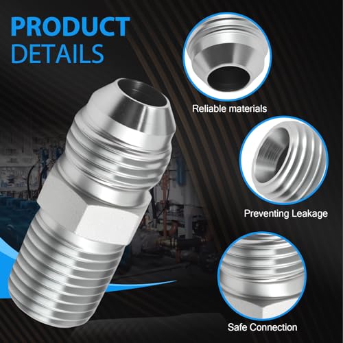 Image of MDEOOSKY 2Pcs Hydraulic Fitting, 3 /8 inch Male 37 Flare JIC x 1 /4 inch Male Hose Adapter Fitting, Straight Tube Connectors for Air Hydraulic Fluids