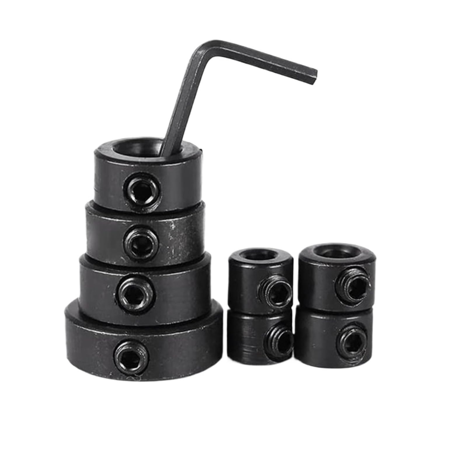 Shaft Collar 8PCS Drill Bit Stop Collar Ring Set with 2.5mm Hex Wrench, Adjustable Depth Locator Carpentry Tools
