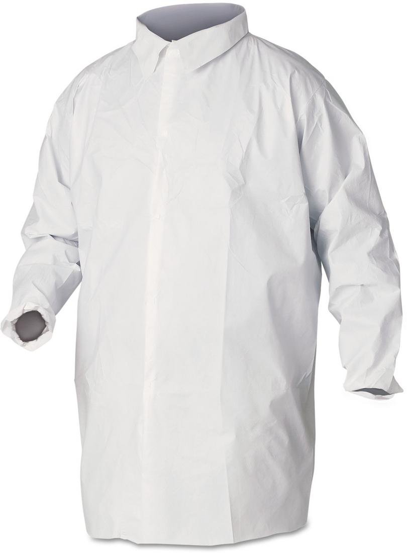 Kimberly-Clark 44443 A40 Liquid And Particle Protection Lab Coats, Large, White, 30/carton
