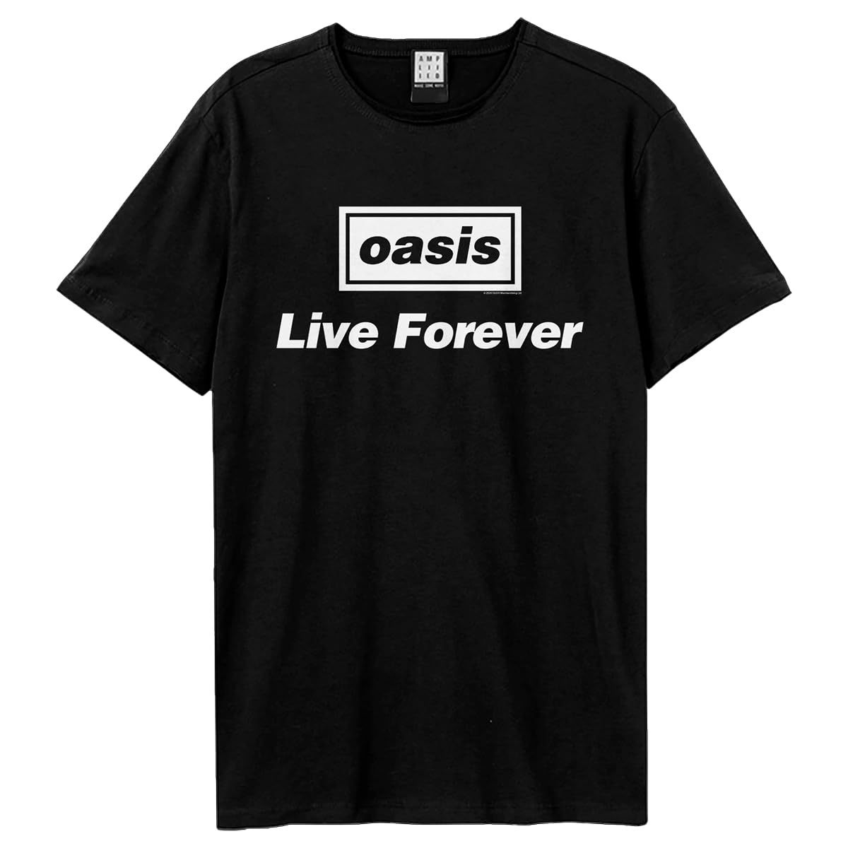 Amplified Men's Charcoal Live Forever Oasis T-Shirt Unisex Crew Neck Short Sleeve M
