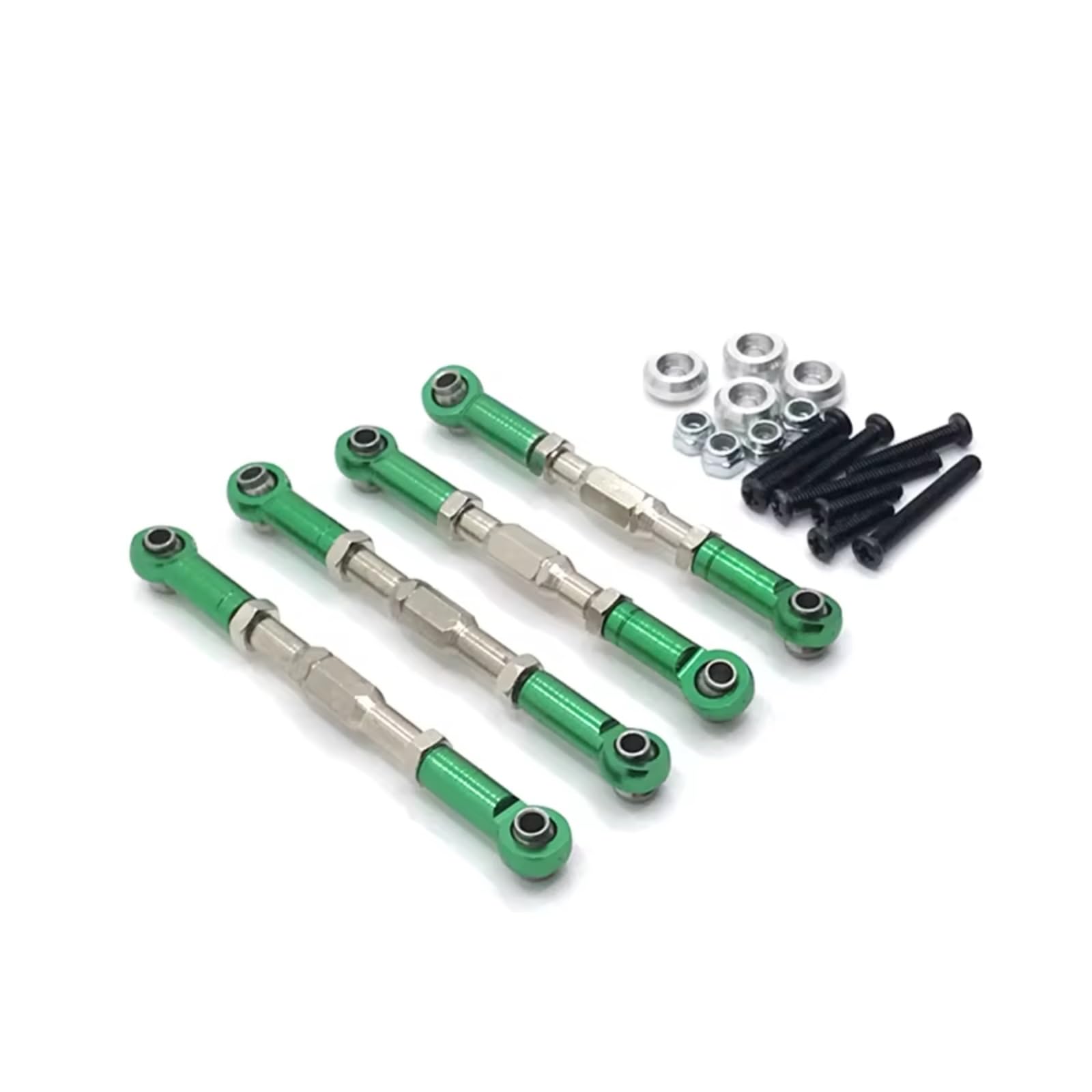 Rc Special Connecting Rod for WPL C14 C24 B14 B24 for MN D90 D91 D96 99S for HengLong for FeiYu for Jjrc 4pcs Metal Adjustable Tie Rod RC Car Parts Replacement(Green)