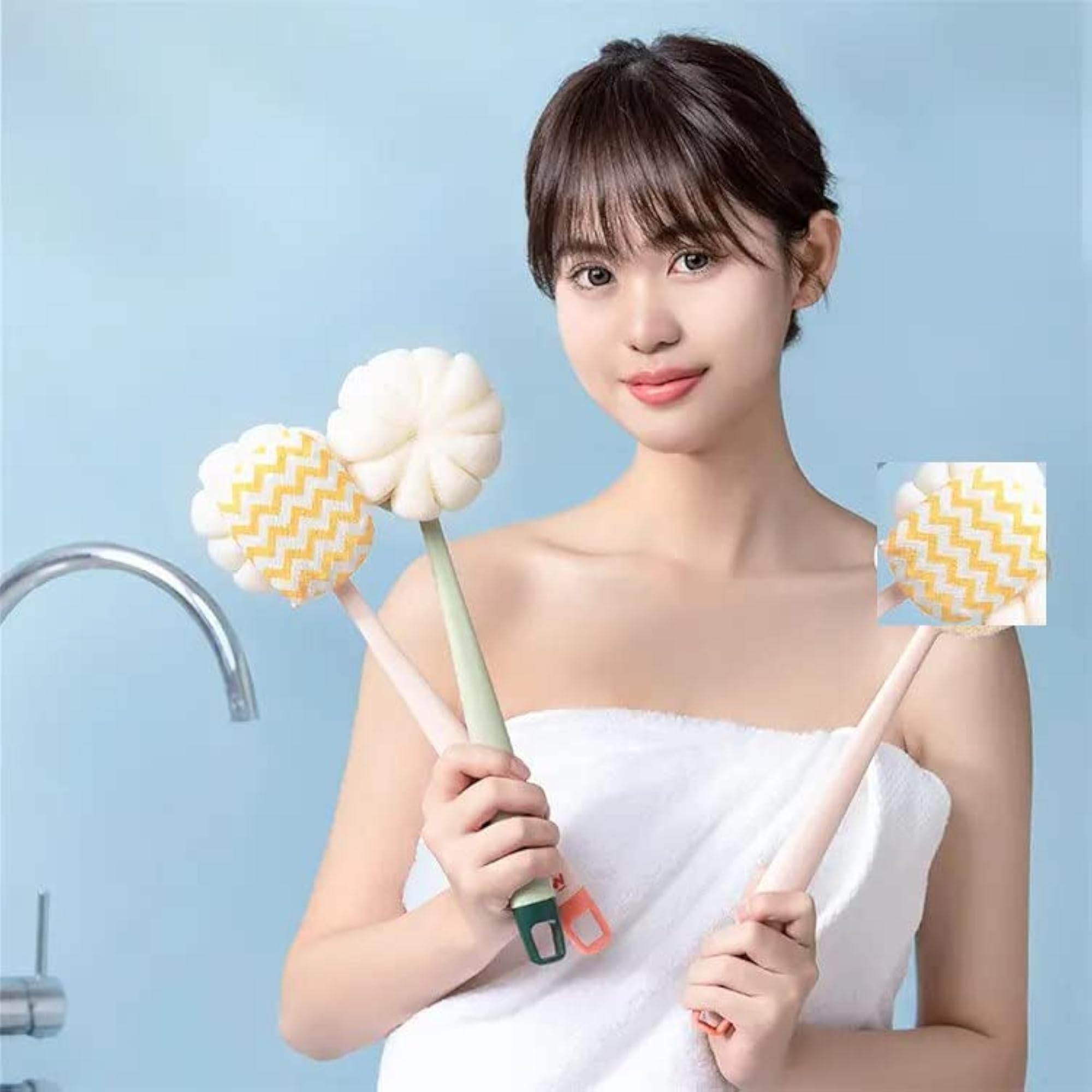 Shower Body Plastic Brush with Bristles and Loofah