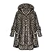 Produktbild FRAUIT Kapuzenjacke Damen Oversize Mäntel Elegant Winter Hoodie Locker Pullover Lang Grosse Grössen Strickjacke Winterjacke Frauen Kapuze Fleece Plüsch Dicke Knopf Wollmantel (S, V-Braun)