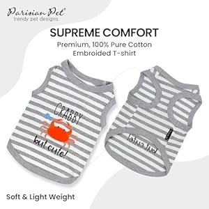 Parisian-Pet-Unisex-Dog-Tshirt-Embroidered-Crabby-but-Cute-Dog-Shirt-Breathable-and-Lightweight-Dog-Tank-Top-Sleeveless-Grey-Dog-Tee-Shirts-Machine-Washable-Dog-Shirt-for-Large-Dogs-L - Cucciolini Doodles   Parisian-Pet-Unisex-Dog-Tshirt-Embroidered-Crabby-but-Cute-Dog-Shirt-Breathable-and-Lightweight-Dog-Tank-Top-Sleeveless-Grey-Dog-Tee-Shirts-Machine-Washable-Dog-Shirt-for-Large-Dogs-L