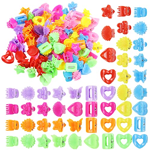 Kleine Mini-Haarspangen aus Kunststoff, Blume, Stern, Herz, Schmetterling, Haarklammern, Hochsteckfrisuren, dekorativer Dutt, Pony, Zöpfe, Zubehör für Kinder, Baby, Mädchen, 90 Stück Cover