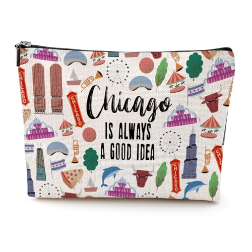 NGZS Nova York, Chicago, Nashville, Itália, Paris, Los Angeles, Las Vegas, Bolsa de Cosméticos, Lembrança, Maquiagem, para Mulheres, Chicago é sempre uma boa ideia, 9.7x7 inch