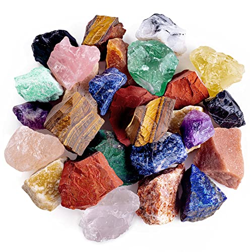 UFEEL 1 LB Bulk Rough Madagascar Stones Mix Natural Raw Crystal Stones for Tumbling Fountain Rocks Decoration Polishing Wire Wrapping Healing Crystal Large 1 inch