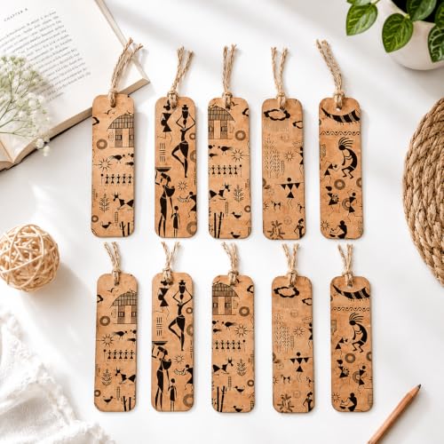 Image of GKD Bookmarks Set of 10 bastar Art Bookmarks Aesthetic with Hard Paperback Book Marker Handmade Tassel dori Book Accessories Unique Gifts for Lovers (ecofriendly 10pc)