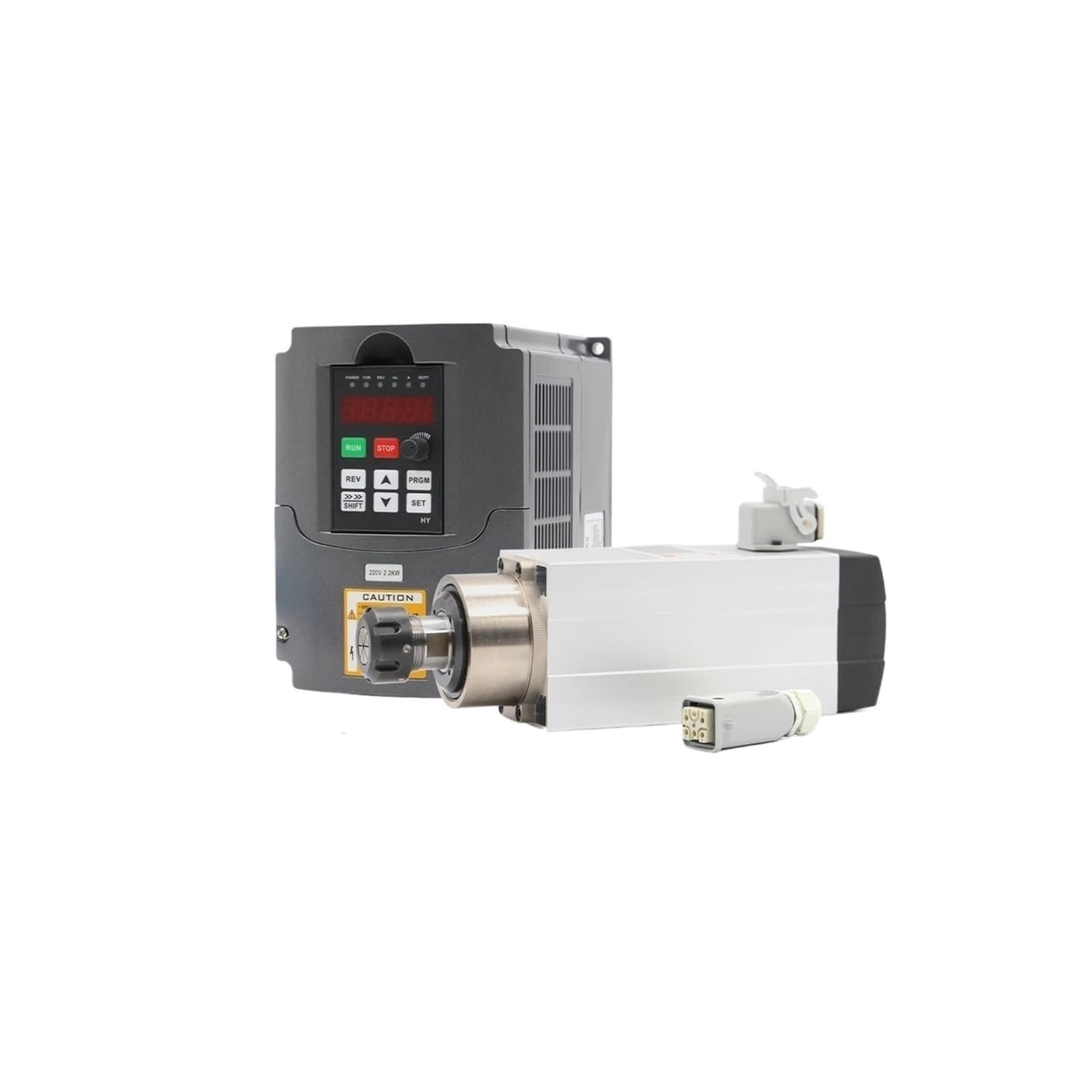 KACOME Air-Cooled Square Spindle 2.2kw ER25 220v Ceramic Ball Bearings 4 Bearings 0.01mm min. 2.2kw Frequency Inverter/VFD(Steel Ball Bearings,220V)