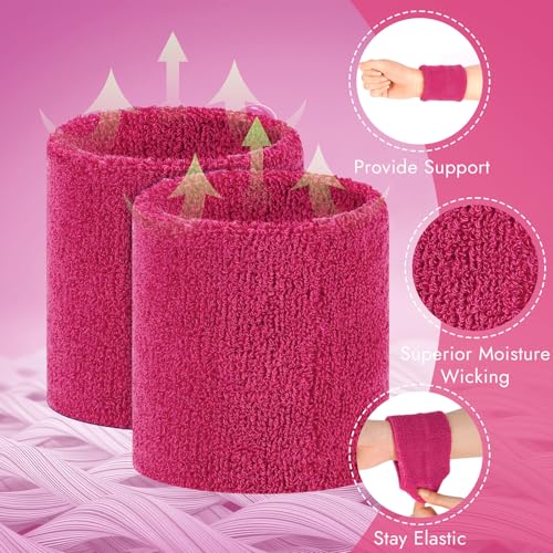 Image of 8 Pack Wrist Sweat Bands for Men Women, Absorbent Sports Wristband