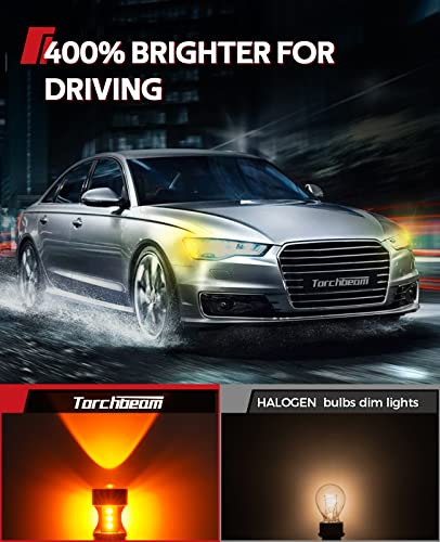 Image of Torchbeam 3157 LED Bulbs, Amber Yellow LED Turn Signal Lights Bulbs, 400% Brighter 3156 3057 3457 4157 LED Bulb with Projector Replacement for Directional Blinker Parking Side Marker Lights