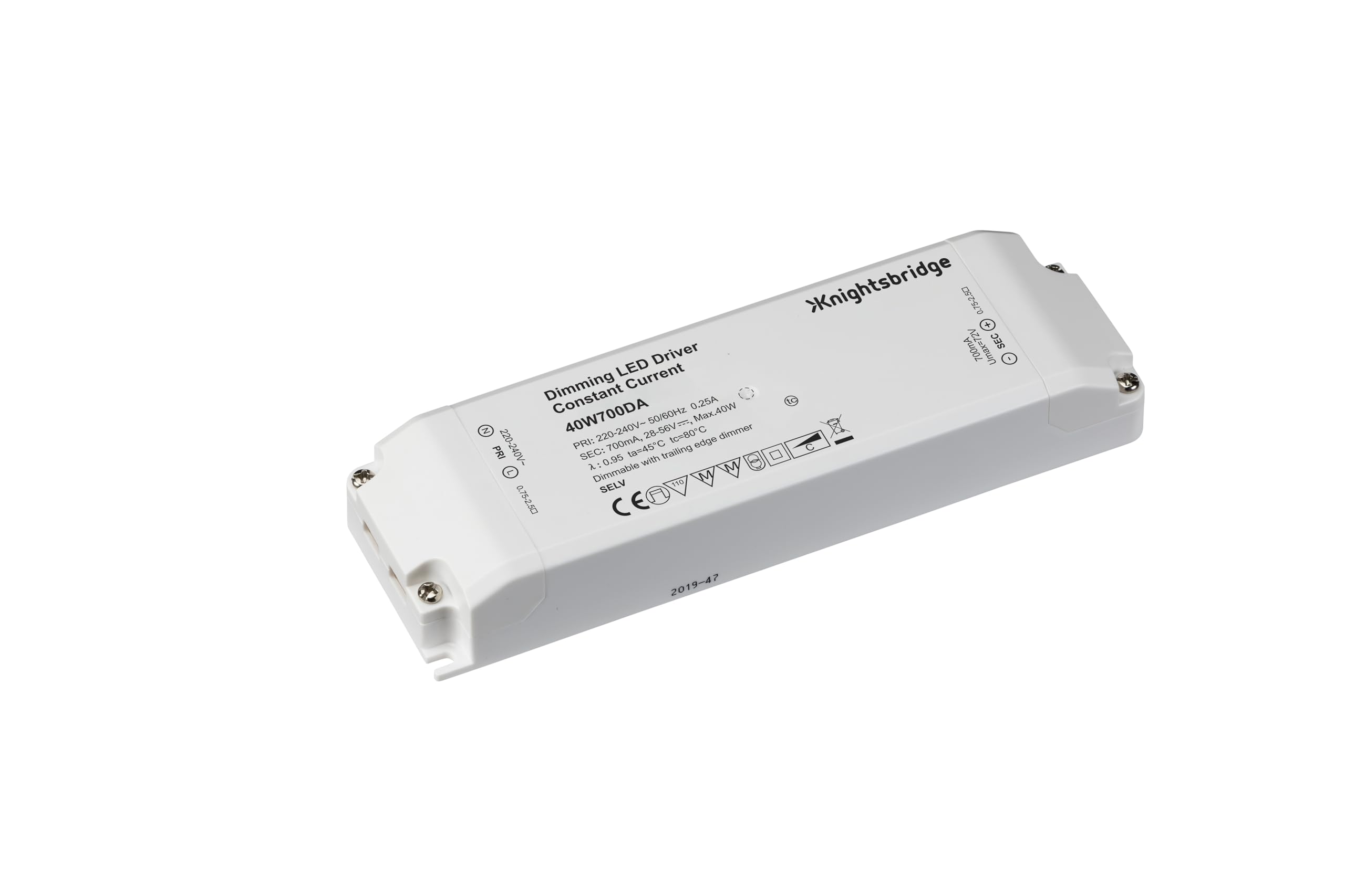 IP20 700mA 40W LED Dimmable Driver - Constant Current