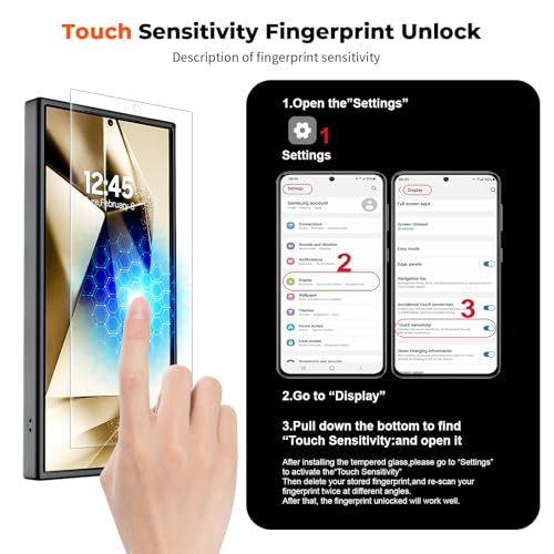 Image of SUPFINE Magnetic for Samsung Galaxy S24 Ultra Case with Screen Protector, (Built-in Magnets) (Military Grade Drop Protection) Slim Translucent Shockproof Phone Case,Black