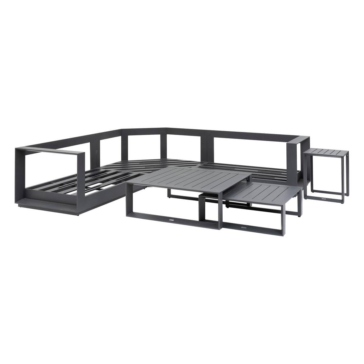 Hespéride - Conjunto de Muebles de jardín esquinero Allure Grafito 5 plazas de Aluminio y poliéster
