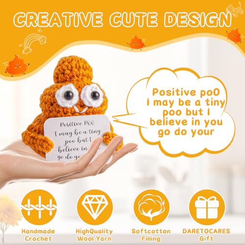 DaretoCares Cute Emotional Support Poop Crochet,Handmade Funny Gag Gifts for Joke,Christmas Day,Family,Friends and White Elephant Gifts for Adults