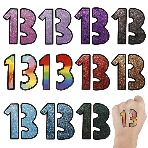 36pcs Number 13 Tattoos for Temporary Waterproof 13 Temporary Tattoos Singer TS 13 Tattoo Sticker Inspired Party Favors for Singer Fans Concert Music Festival