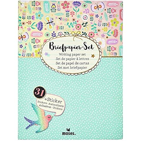 Moses Flowers & Friends Briefpapier-Set | Briefbögen, Briefumschläge und bunte Sticker in einer praktischen Aufbewahrungsmappe | Utensilien für Brief-Freundinnen Cover