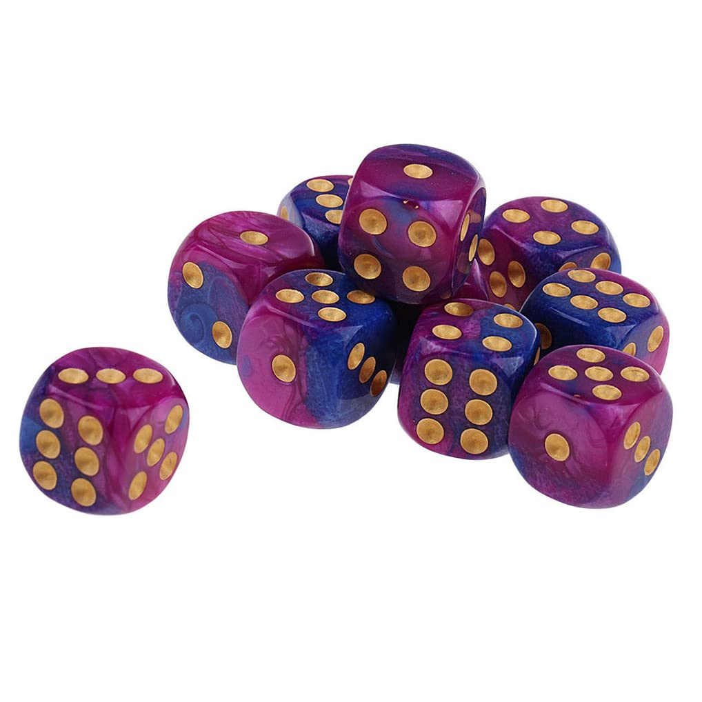 DAFNE 20 Dés à Plusieurs Faces D6 - 16 Mm, Acrylique Noir Perle Et Or Perle, Surface Mate Antidérapante, Pour D&D Et Jeux De Rôle