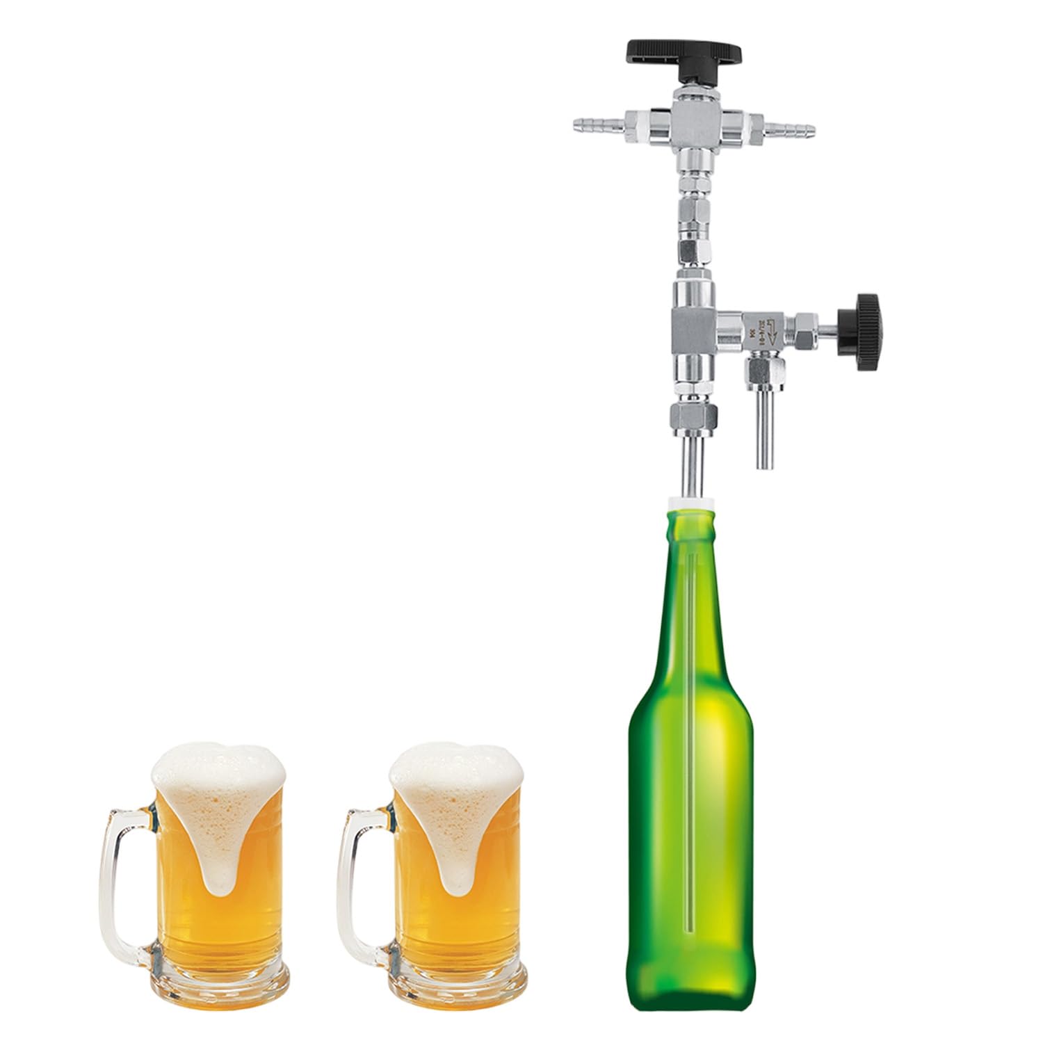Relleno de botellas de cerveza de contrapresión, material de acero inoxidable con válvula de presión de ajuste, kit de elaboración de botellas de cerveza de CO2 para los amantes de la elaboración de