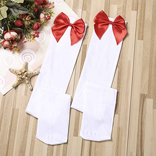 Image of Honganda Sexy Women's Thigh High Stockings, Over Knee Lace Top Sheer Stockings with Satin Bows Leg Thigh Socks for Women